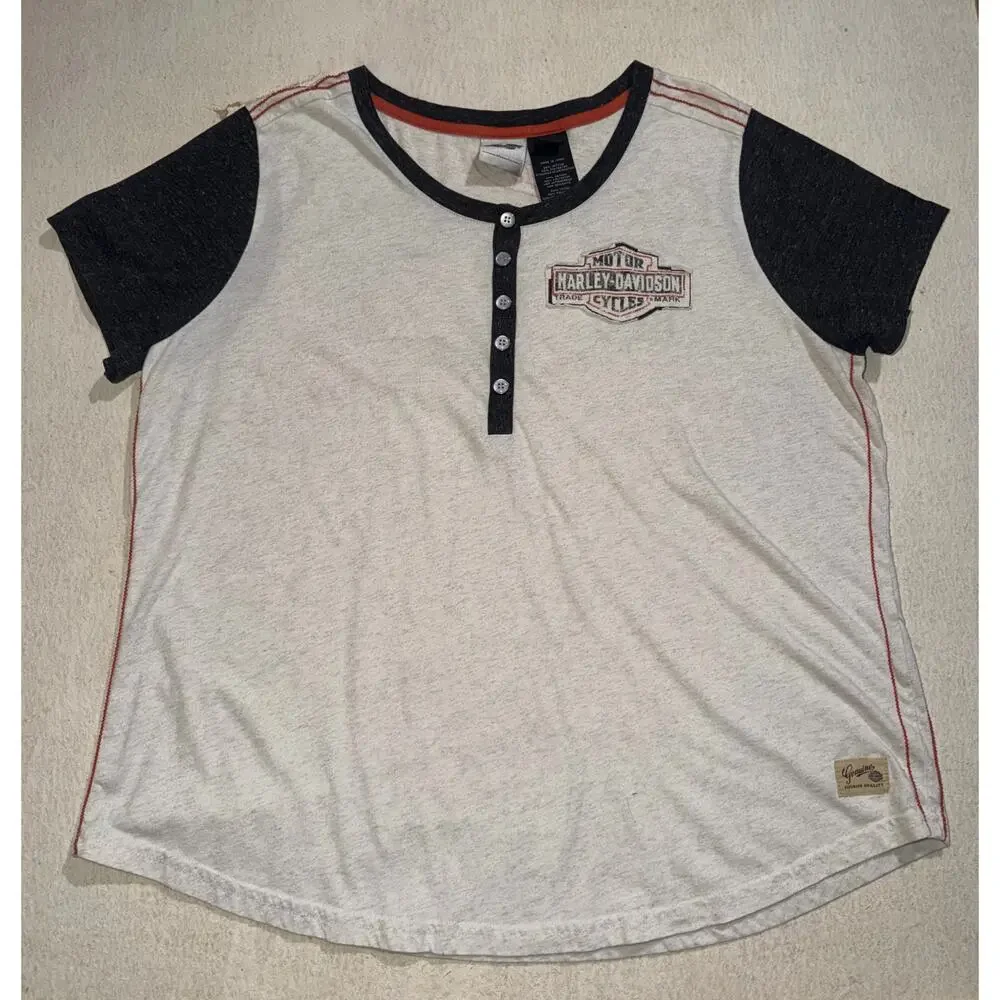 Harley Davidson women’s vintage cream & black short sleeve top - Picture 16 of 16